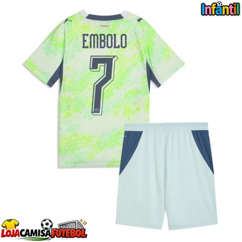 Camisa de Futebol Suíça Breel Embolo #7 Equipamento Secundário Infantil Mundo 2026 Manga Curta (+ Calças curtas)